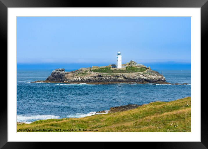 Lighthouse on Godrevy Island, Cornwall Framed Mounted Print by Keith Douglas