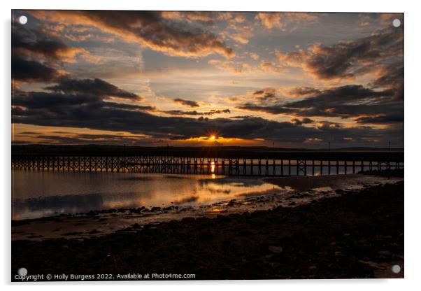 'Harmonic Twilight, Amble Pier Northumberland' Acrylic by Holly Burgess