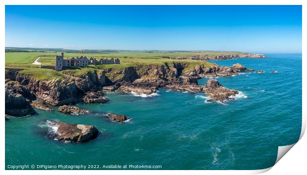 Slains Castle Panorama Print by DiFigiano Photography
