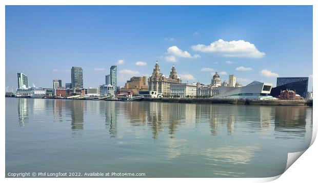 Liverpool Famous Waterfront reflecting on the River Mersey  Print by Phil Longfoot
