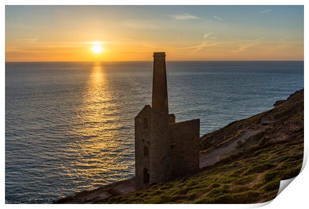 Wheal Coates Engine House at Sunset Print by Keith Douglas