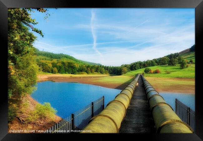 Ladybower Reservoir Water Pipes Framed Print by Craig Yates