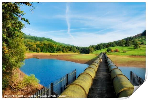 Ladybower Reservoir Water Pipes Print by Craig Yates