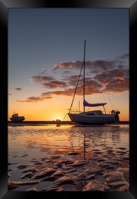 Meols Sunset Shore Framed Print by Liam Neon