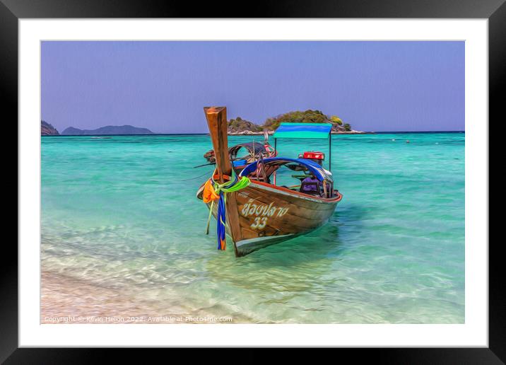 Long tail boat, Koh Lipe, Thailand Framed Mounted Print by Kevin Hellon