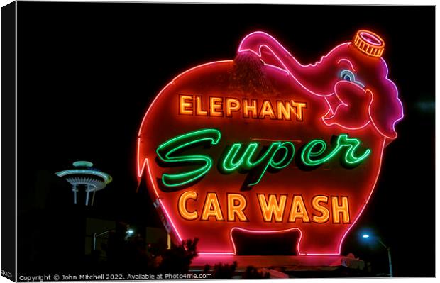 Elephant Super Car Wash Seattle Canvas Print by John Mitchell