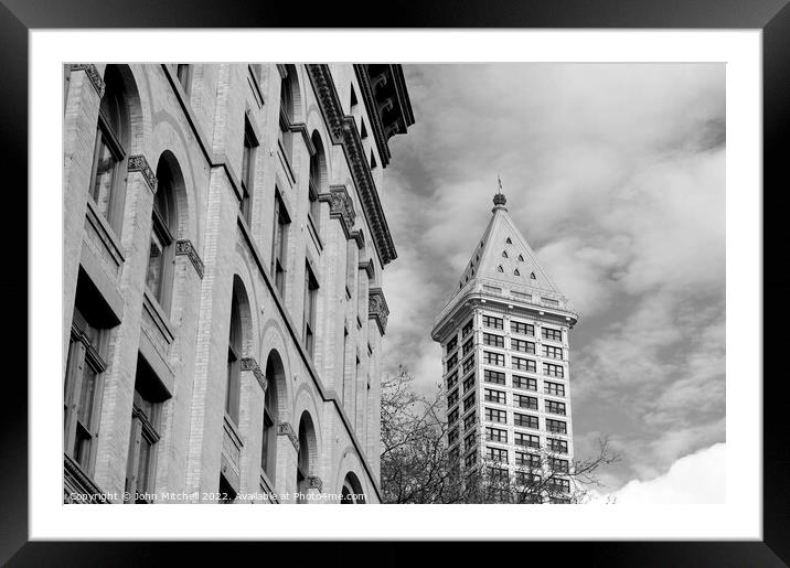 Historical Architecture Seattle Framed Mounted Print by John Mitchell