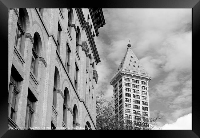 Historical Architecture Seattle Framed Print by John Mitchell