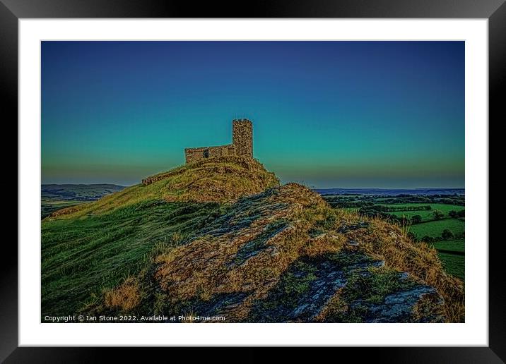 Sunset at Brentor church, Dartmoor  Framed Mounted Print by Ian Stone
