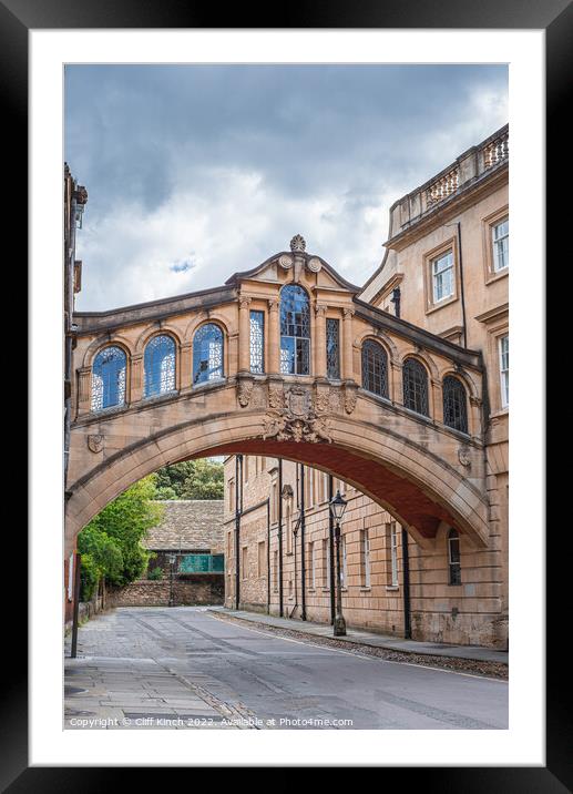 Oxford's Bridge of Sighs Framed Mounted Print by Cliff Kinch
