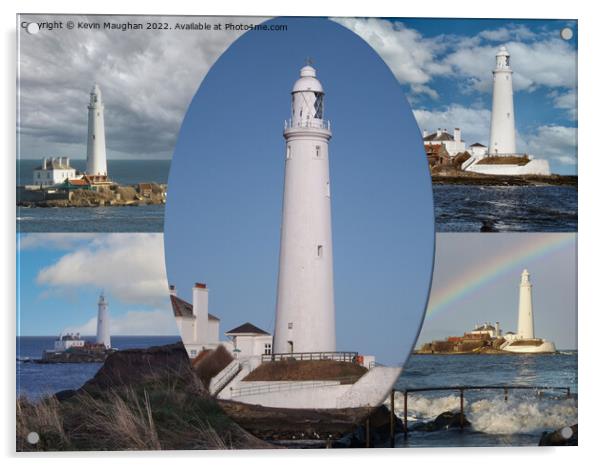 St Marys Lighthouse (Postcard Style) Acrylic by Kevin Maughan