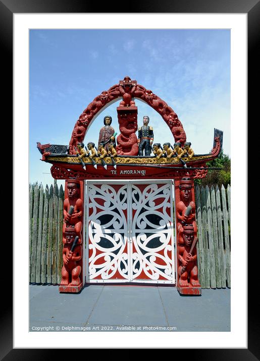 New Zealand Maori door gate Framed Mounted Print by Delphimages Art