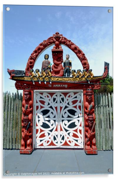 New Zealand Maori door gate Acrylic by Delphimages Art