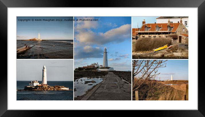St Marys Lighthouse Whitley Bay (Collage Style) Framed Mounted Print by Kevin Maughan