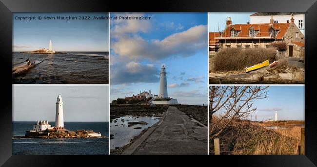 St Marys Lighthouse Whitley Bay (Collage Style) Framed Print by Kevin Maughan