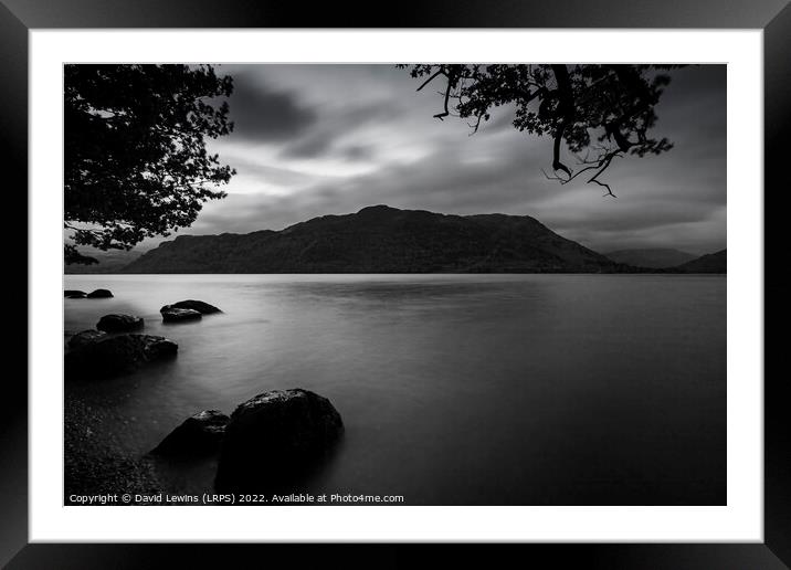 Ullswater Monotone Framed Mounted Print by David Lewins (LRPS)