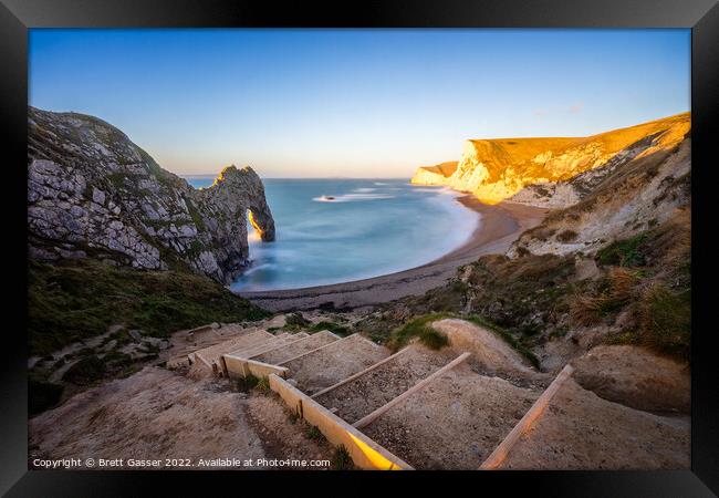 Durdle Door Steps Framed Print by Brett Gasser