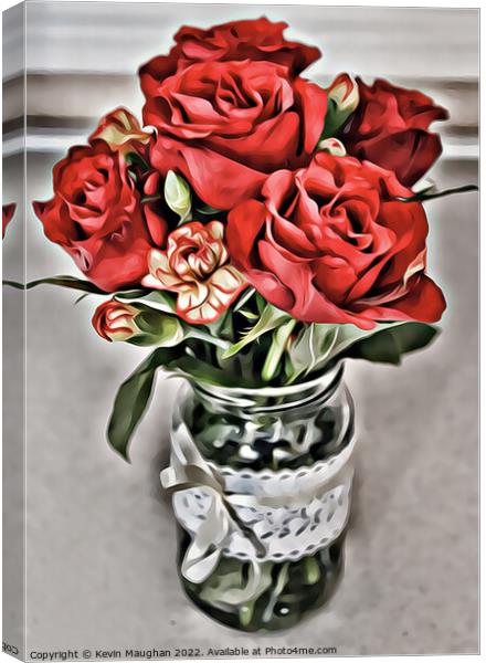 Roses In A Jar (Digital Version) Canvas Print by Kevin Maughan