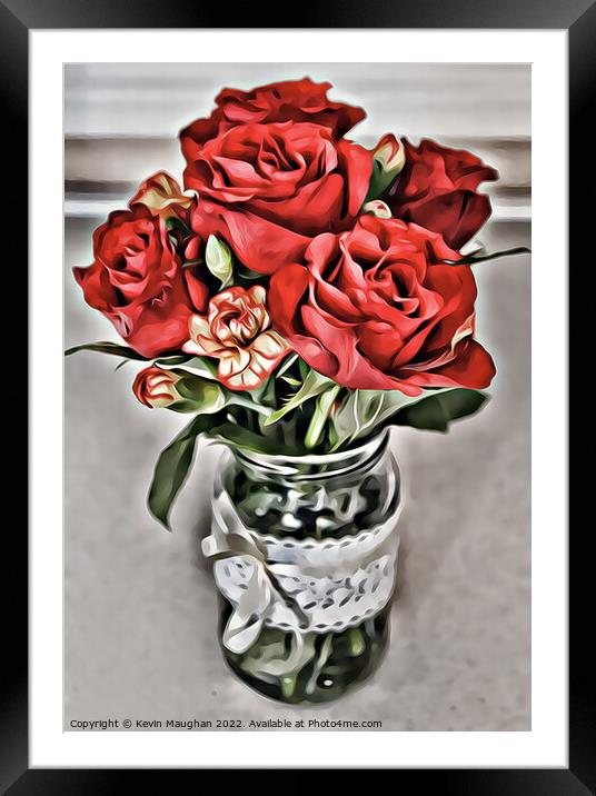 Roses In A Jar (Digital Version) Framed Mounted Print by Kevin Maughan