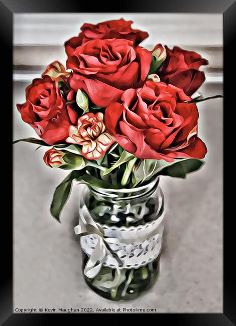 Roses In A Jar (Digital Version) Framed Print by Kevin Maughan