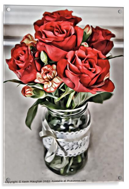 Roses In A Jar (Digital Version) Acrylic by Kevin Maughan