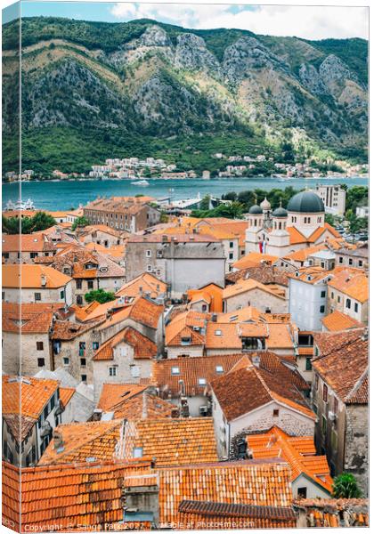 Bay of Kotor old town in Montenegro Canvas Print by Sanga Park