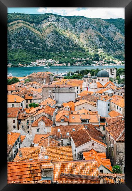 Bay of Kotor old town in Montenegro Framed Print by Sanga Park