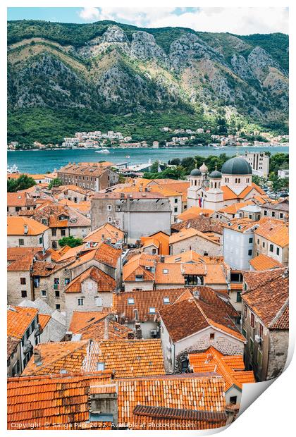 Bay of Kotor old town in Montenegro Print by Sanga Park