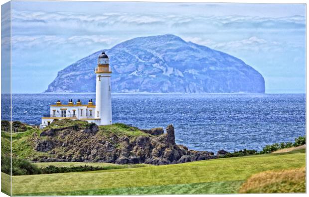 Turnberry lighthouse and Ailsa Craig (artistic) Canvas Print by Allan Durward Photography