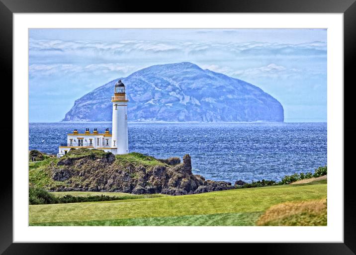 Turnberry lighthouse and Ailsa Craig (artistic) Framed Mounted Print by Allan Durward Photography
