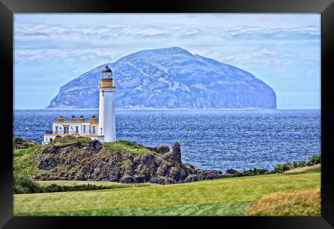 Turnberry lighthouse and Ailsa Craig (artistic) Framed Print by Allan Durward Photography
