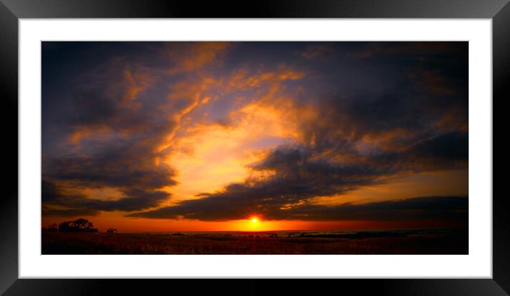 The Majestic Summer Solstice Sunset Framed Mounted Print by David McGeachie