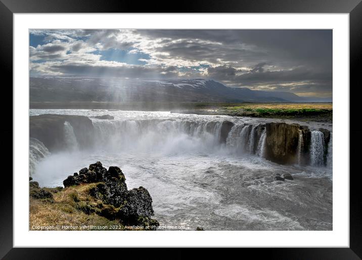 Godafoss Waterfall Framed Mounted Print by Hörður Vilhjálmsson