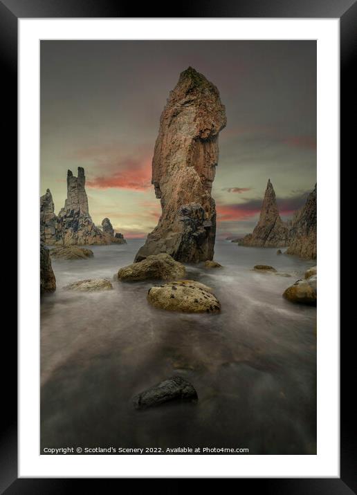 Sunset view of a Mangersta sea stack, Isle of Lewis, Outer Hebrides Framed Mounted Print by Scotland's Scenery