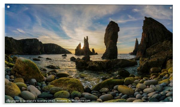Sunset view, Mangersta sea stacks, Isle of Lewis, Outer Hebrides Acrylic by Scotland's Scenery