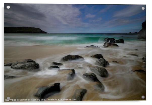 Rocky Dalmore Beach, Isle of Lewis, Outer Hebrides. Acrylic by Scotland's Scenery