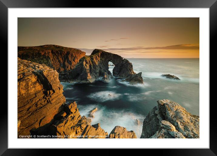 Sunset golden hour view, Isle of Lewis sea Arch, Outer hebrides Framed Mounted Print by Scotland's Scenery
