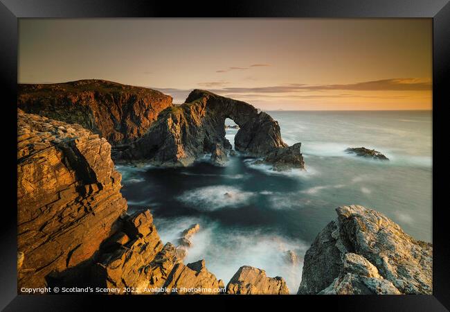 Sunset golden hour view, Isle of Lewis sea Arch, Outer hebrides Framed Print by Scotland's Scenery