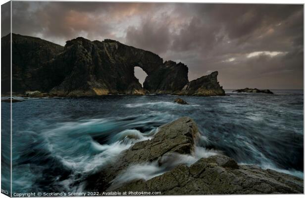 Moody, Sunset view, Isle of Lewis sea Arch, Outer hebrides Canvas Print by Scotland's Scenery