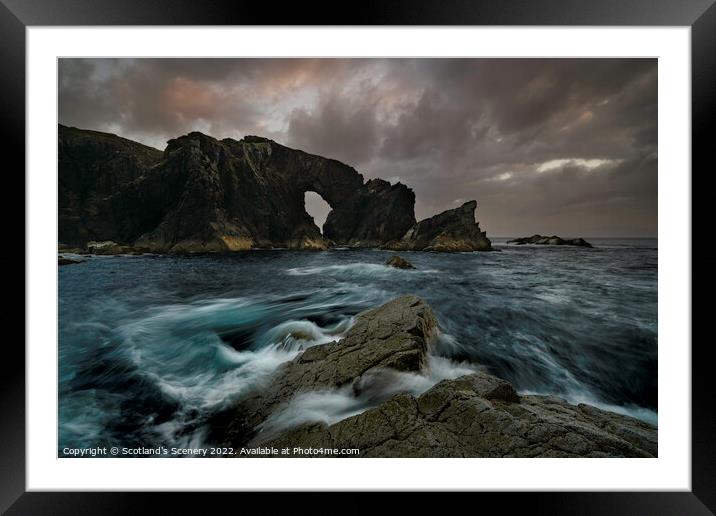 Moody, Sunset view, Isle of Lewis sea Arch, Outer hebrides Framed Mounted Print by Scotland's Scenery