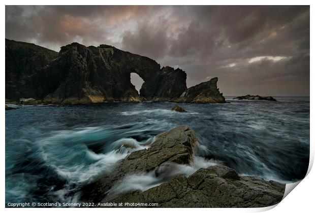 Moody, Sunset view, Isle of Lewis sea Arch, Outer hebrides Print by Scotland's Scenery