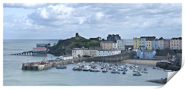 Panoramic View of Tenby Harbour Print by Steve Purnell