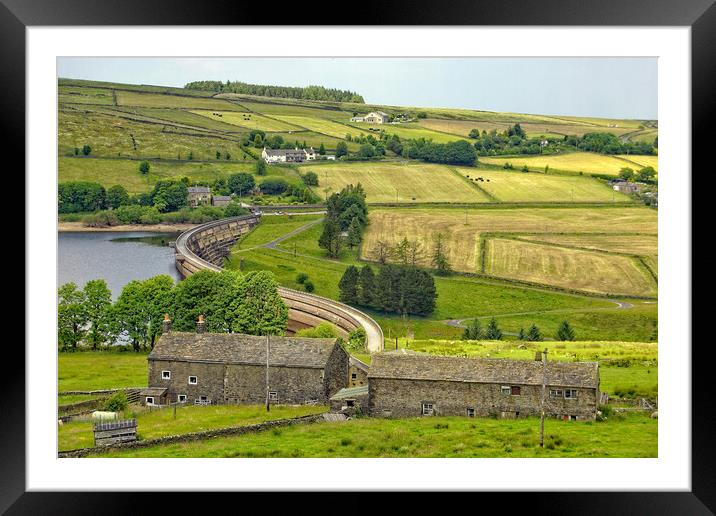 Baitings dam and reservoir, Ripponden. Framed Mounted Print by David Birchall