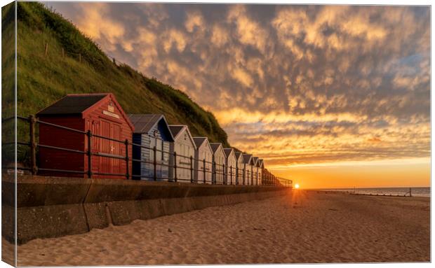 Sunset over Mundesley, Norfolk, 19th June 2022 Canvas Print by Andrew Sharpe