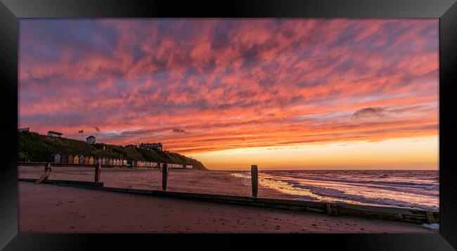Sunset over Mundesley, Norfolk, 19th June 2022 Framed Print by Andrew Sharpe