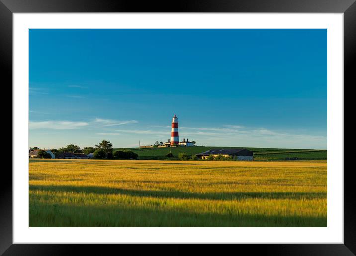 Happisburgh lighthouse, in evening light, 21st June 2022 Framed Mounted Print by Andrew Sharpe