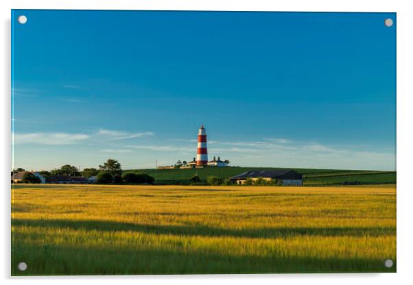 Happisburgh lighthouse, in evening light, 21st June 2022 Acrylic by Andrew Sharpe