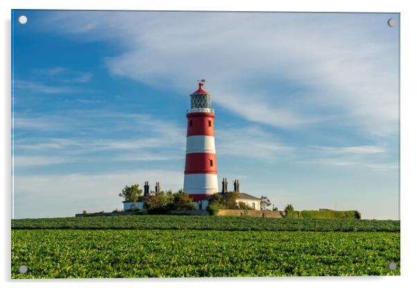 Happisburgh lighthouse, in evening light, 21st June 2022 Acrylic by Andrew Sharpe