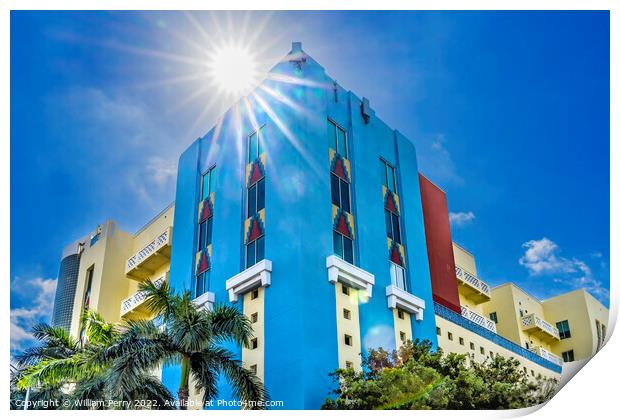 Art Deco Buildings Sun Beams Miami Beach Florida Print by William Perry