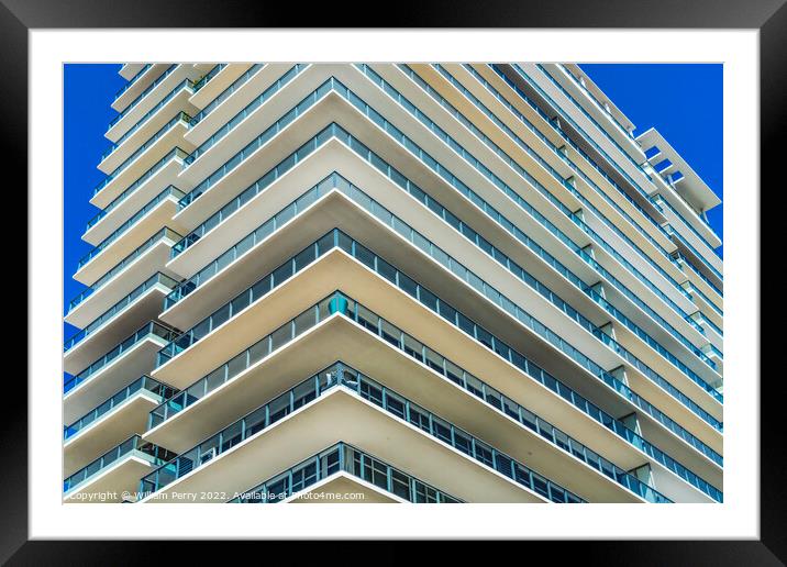 White Art Deco Building Miami Beach Florida Framed Mounted Print by William Perry